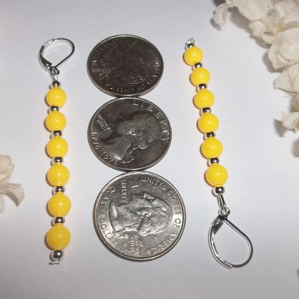 Earrings, Yellow Earrings, Long Earrings, Beaded Earrings, Dangle Earring 7230_3